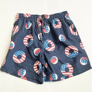Broken Threads Mens Navy Blue United States Doughnut Logo Swim Trunks Size S